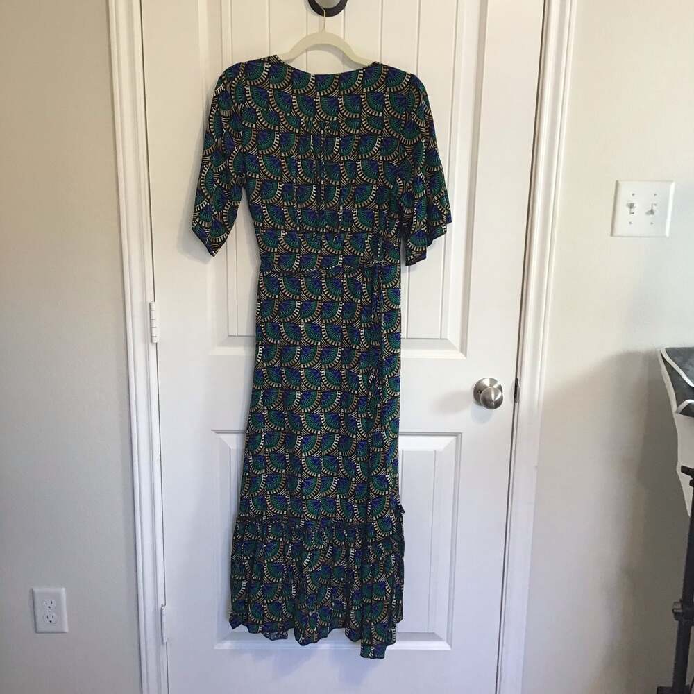Silk & Salt Geometric Print Wrap Midi Dress Size XS Boho Flirty NWT - Picture 4 of 13